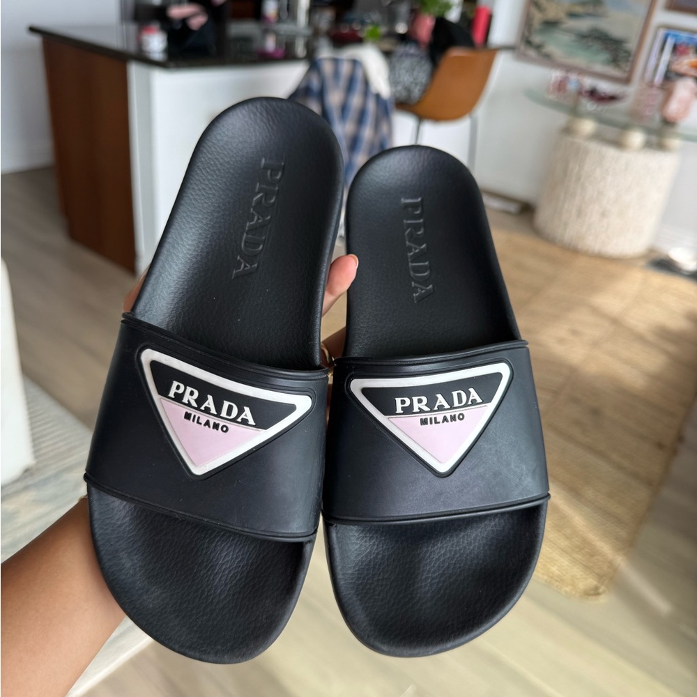 Prada Black Sandals Minimalist Design